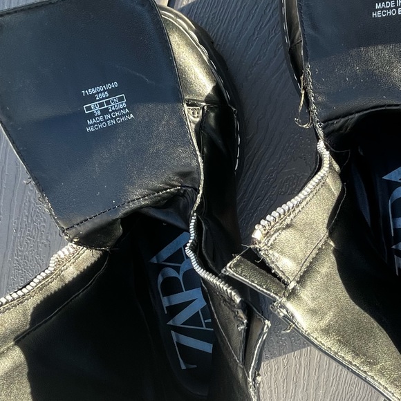 Zara Ankle Lug Sole Chunky Platform Front Zip Boots sz 38 - Picture 7 of 14